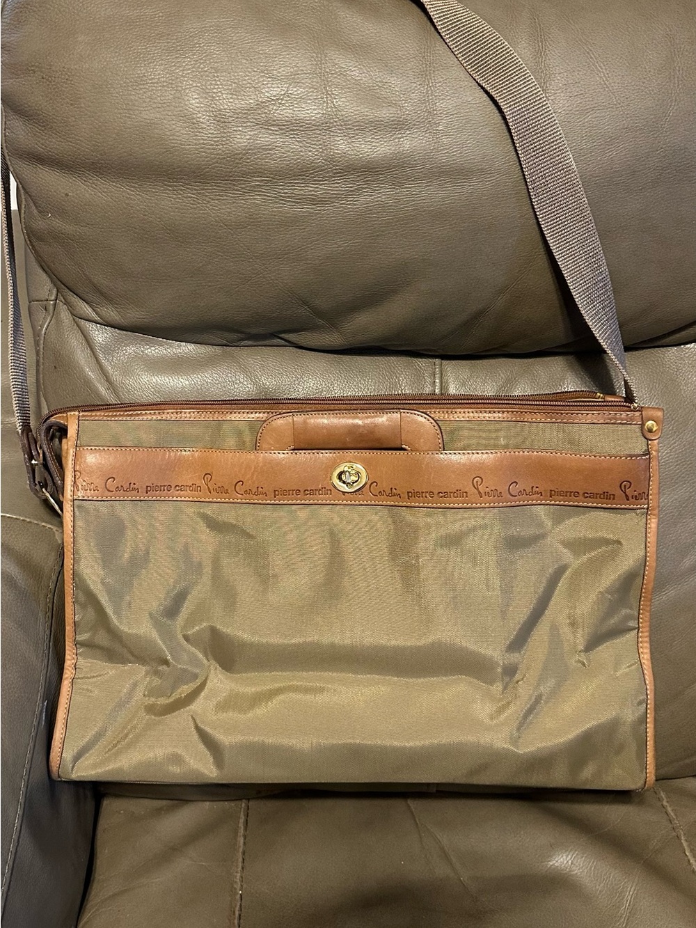 Pierre Cardin Vintage Nylon Leather Briefcase Travel Tote Shoulder Bag Unisex